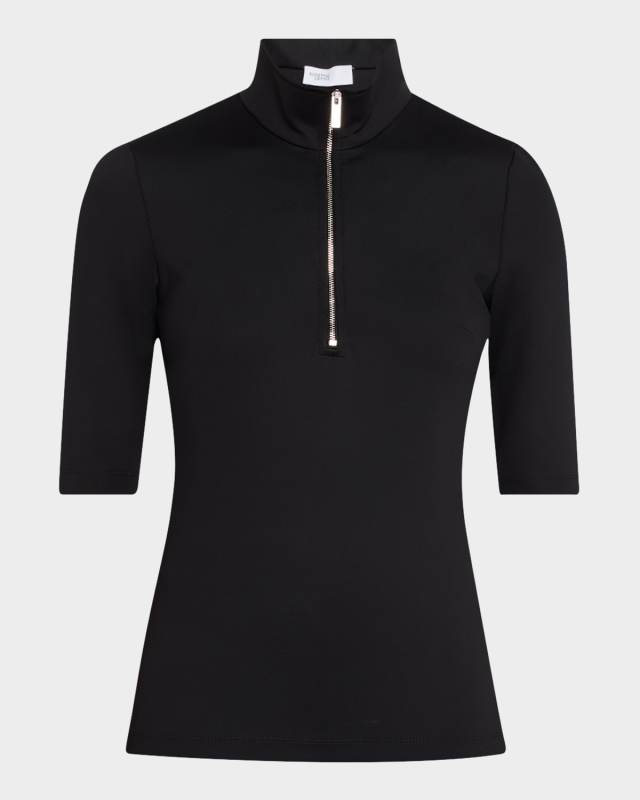 Short-Sleeve Zip-Up Polo Shirt